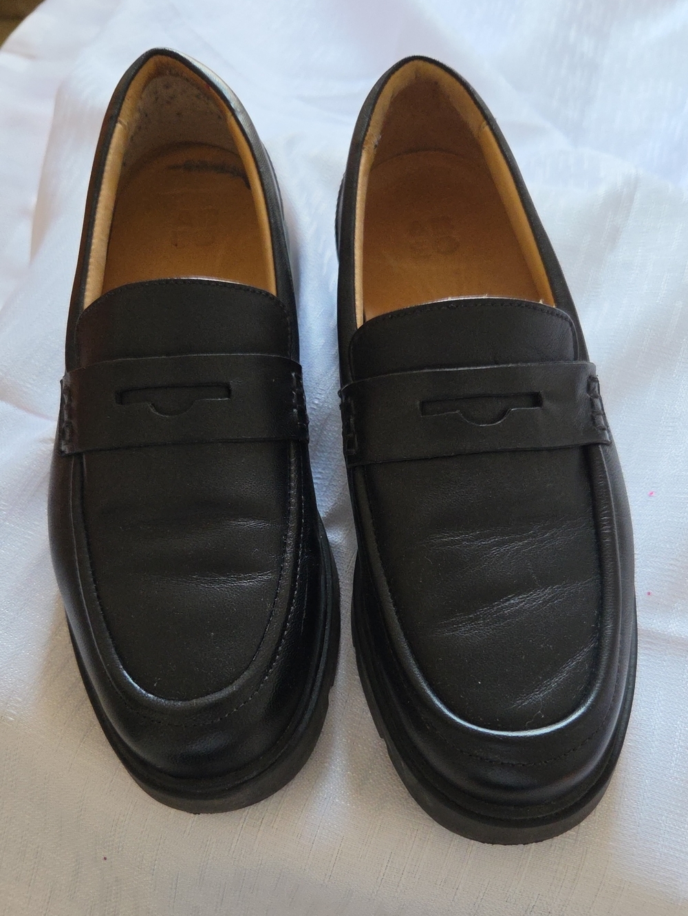 Abeo Black Leather Women's Penny Loafers Made In Brasil
